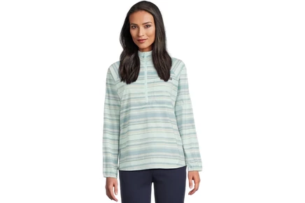 Женская рубашка L.L.Bean Everyday SunSmart Quarter-Zip Pullover Colorblock Woven Shirt