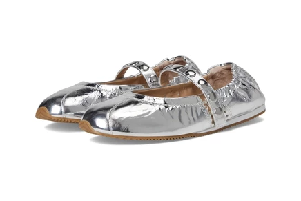 Женская балетка Steve Madden Anaya, серебристая с заклепками