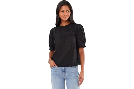 Топ Madewell Embroidered Pintuck Crewneck Top