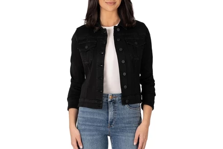 KUT from the Kloth Julia Crop Jacket with Drop Shoulder Regular Waistband black