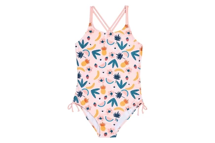 Deux par Deux Fruits One-Piece Swimsuit (Little Kid) pink printed fruits