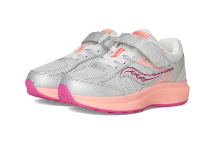 Saucony Kids Cohesion KDZ A/C Sneakers (Little Kid/Big Kid) silver/coral