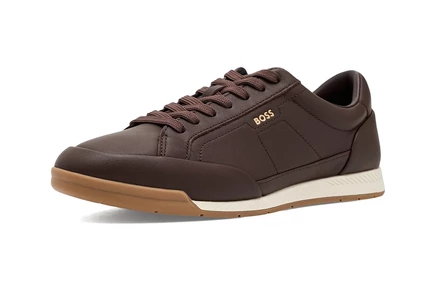 BOSS Nitan Leather Low Profile Sneakers dark brown