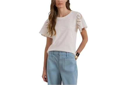 Женская футболка Lauren Ralph Lauren Eyelet Cotton Jersey & Broadcloth Top