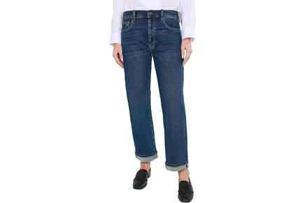 Liverpool Los Angeles Sloane Slouchy Low-Rise Girlfriend Cuffed Jeans comet blue