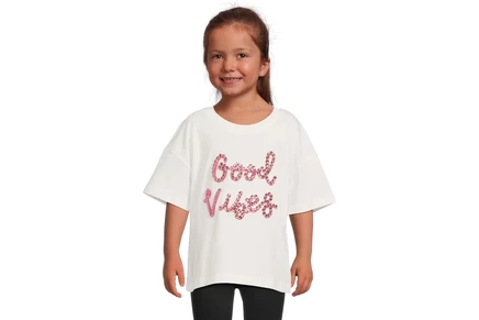 Рубашка Lola and The Boys Crystal Good Vibes T-Shirt (Toddler/Little Kid/Big Kid) white