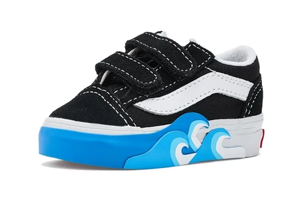 Vans Kids Old Skoola ? V (Infant/Toddler) black/bright azure