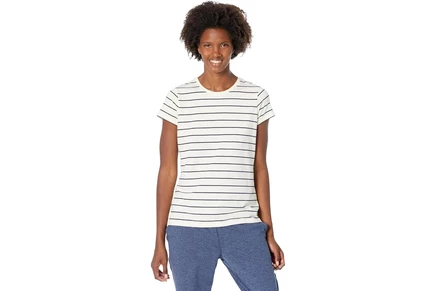 Женская футболка L.L.Bean Soft Stretch Supima Tee Crew Neck Striped Short Sleeve