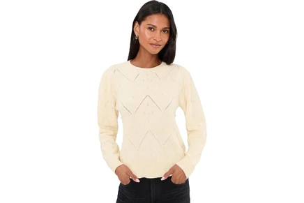 Свитер CeCe Embellish Pointelle Pearl Sweater