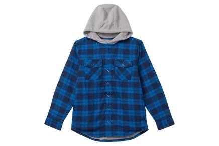 Детская фланелевая рубашка L.L.Bean с флисовым капюшоном, морская