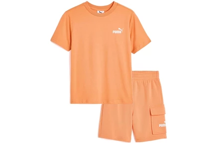 Детский комплект Puma Kids, футболка и шорты, дынный
