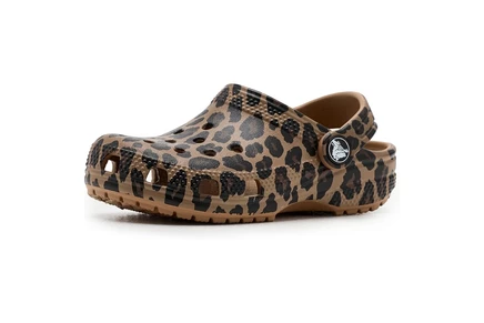 Детские сабо Crocs Kids Classic с принтом, сепия/леопард