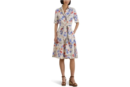 Платье Lauren Ralph Lauren Floral Tie-Front Linen Shirtdress