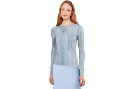 Женская футболка Vince Printed Long Sleeve Crew, azura wash