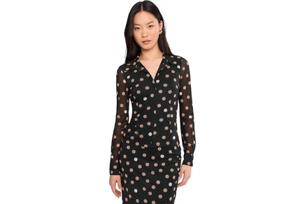 Sanctuary Fitted Mesh Button Down popspot