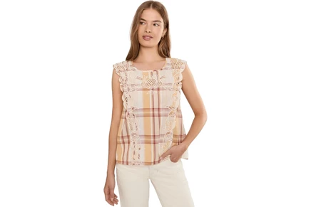 Топ Liverpool Los Angeles Petite Cap Sleeve Dolman Embroidered Woven Top