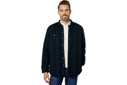 Мужская рубашка L.L.Bean Sherpa Lined Scotch Plaid Shirt Long Sleeve Regular