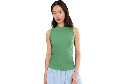 Женская майка Sanctuary Ribbed Ruched, зеленая