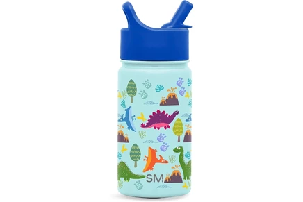 Simple Modern Summit Kids Water Bottle with Straw Lid, 14 oz blue dino