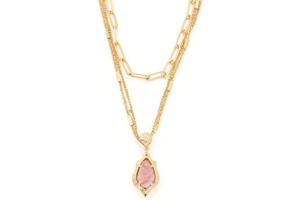 Колье Kendra Scott Adriana Scallop Frame, золотистое с розовым перламутром