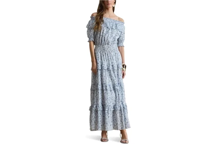 Платье Lauren Ralph Lauren Floral Voile Off-The-Shoulder Dress