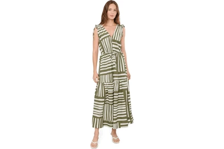 Платье Calvin Klein Sleeveless V-Neck Striped Gauze Midi
