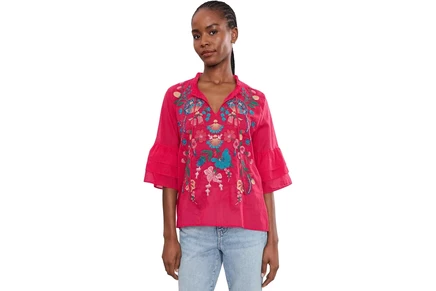Женская футболка Johnny Was Ruffle Sleeve Blouse - Soline