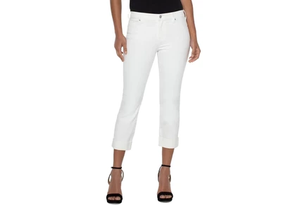 Джинсы Liverpool Los Angeles Charlie Crop Wide Rolled Cuff in Bone White