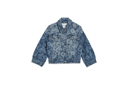 abercrombie kids Floral Oversize Denim Jacket (Big Kids) floral blues