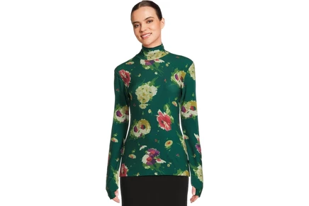 Женская водолазка Norma Kamali Slim Fit с цветочным принтом, зеленая