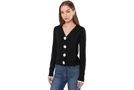 Свитер CeCe Crochet Floral Button Front Cardigan