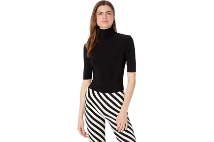 Norma Kamali Slim Fit Short Sleeve Turtle Top black