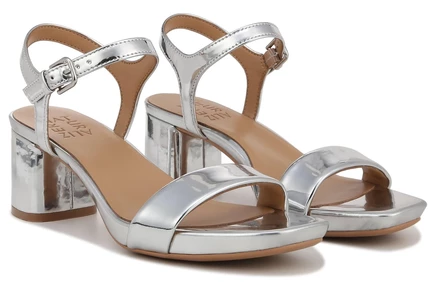 silver faux leather