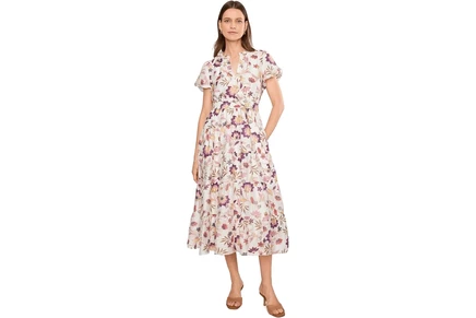 Платье Vince Camuto Notch Neck Midi With Puff Sleeves