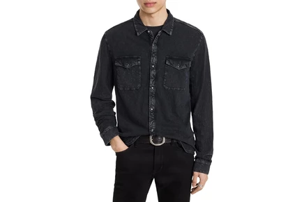 Мужская рубашка John Varvatos Avron Long Sleeve Knit Western Shirt in Vintage Wash Slub K5061X88