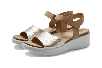 ECCO Flowt Wedge Cork Sandal pure white gold/powder