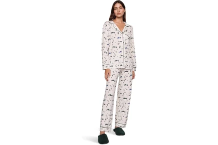 Eberjey Gisele Printed TENCEL Modal Long PJ Set ski chalet ivory/pine