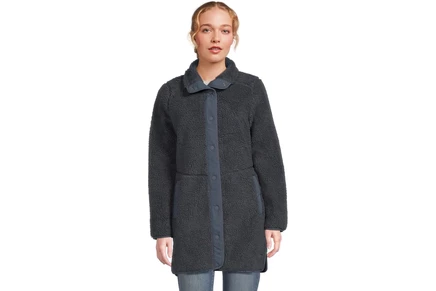 Женское пальто L.L.Bean Sherpa, карбон/темно-синее