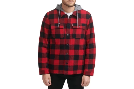 Куртка Levis Washed Cotton Shirt Jacket with A Jersey Hood and Sherpa Lining