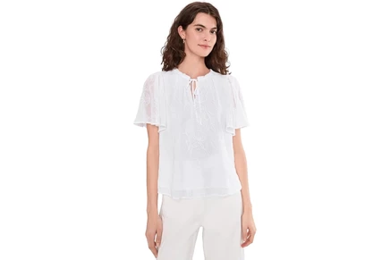 Женская блузка Vince Camuto Tie Neck с короткими рукавами, белая