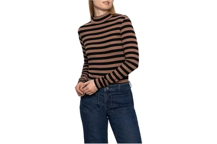 Sanctuary Long Sleeve Mock Essential mocha/black stripe