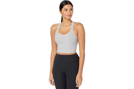 Beyond Yoga Spacedye Twist Through Cropped Tank Top silver mist