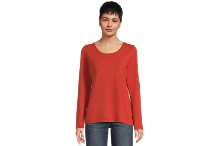 Женская футболка L.L.Bean Soft Stretch Supima Tee Scoop Neck Long Sleeve