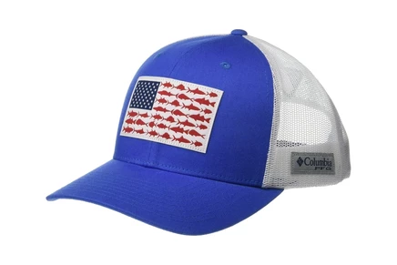 Унисекс кепка Columbia PFG Mesh с сеткой, ярко-синяя/белая