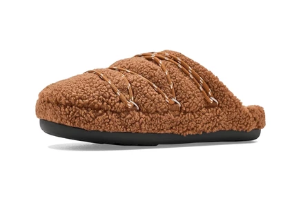 Унисекс тапочки Moon Boot Teddy Slipper, полиэстер/кожа, коньячные