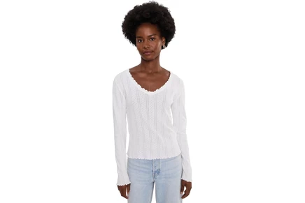 Топ NICZOE Pointelle Rib Cleo Long Sleeve Tee