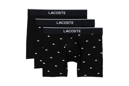 Мужские хлопковые боксер-брифы lacoste, 3 пары, черные