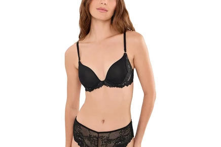 Бюстгальтер Natori Peony получашка, черный/кофейный