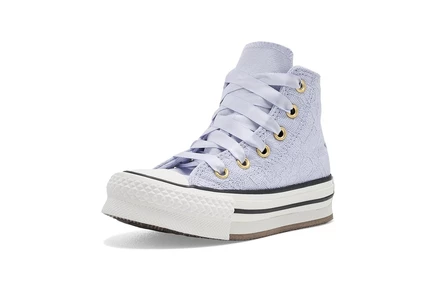 Converse Kids Chuck Taylor All Star Lift Platform Lace (Little Kid) almost lavender/gold