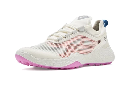 Женские кроссовки Ecco Golf BIOM Hybrid 5, бело-коралловые
